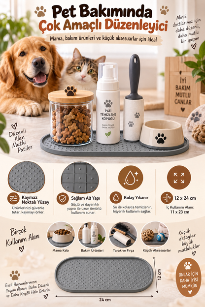 Kedi Köpek Beslenme Matı12x24 cm Su Geçirmez Mama Kabı Altlığı Paspası
