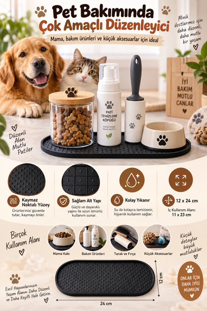 Kedi Köpek Beslenme Matı12x24 cm Su Geçirmez Mama Kabı Altlığı Paspası