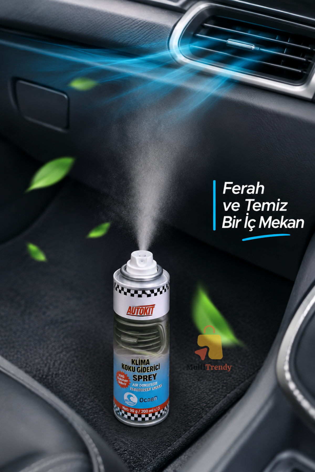 Klima Koku Bombası 200 ml Araç Klima Temizleyici Koku Giderici Sprey Ocean Klima Fresh