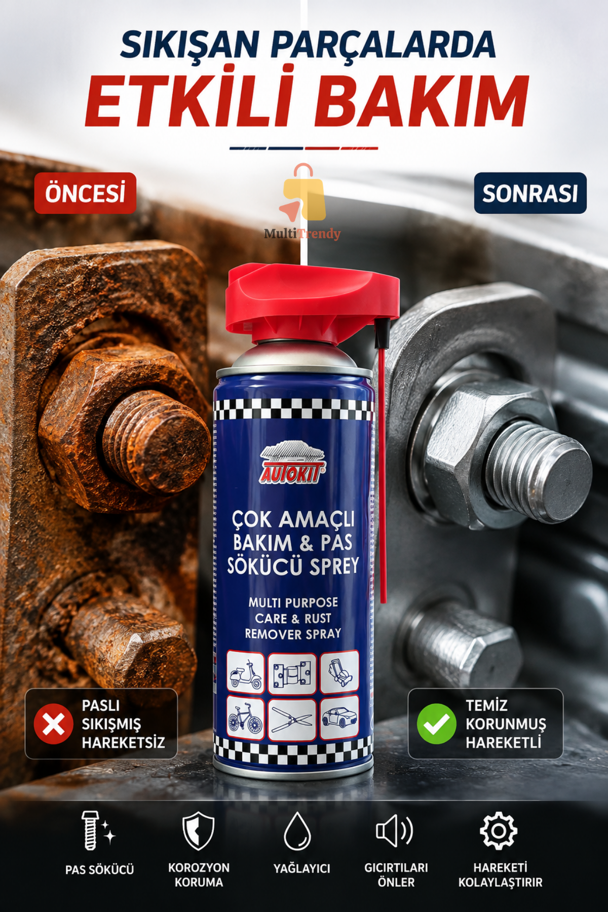 Çok Amaçlı Bakım ve Pas Sökücü Sprey 400 ml Kobra Başlıklı Yağlayıcı Koruyucu Sprey