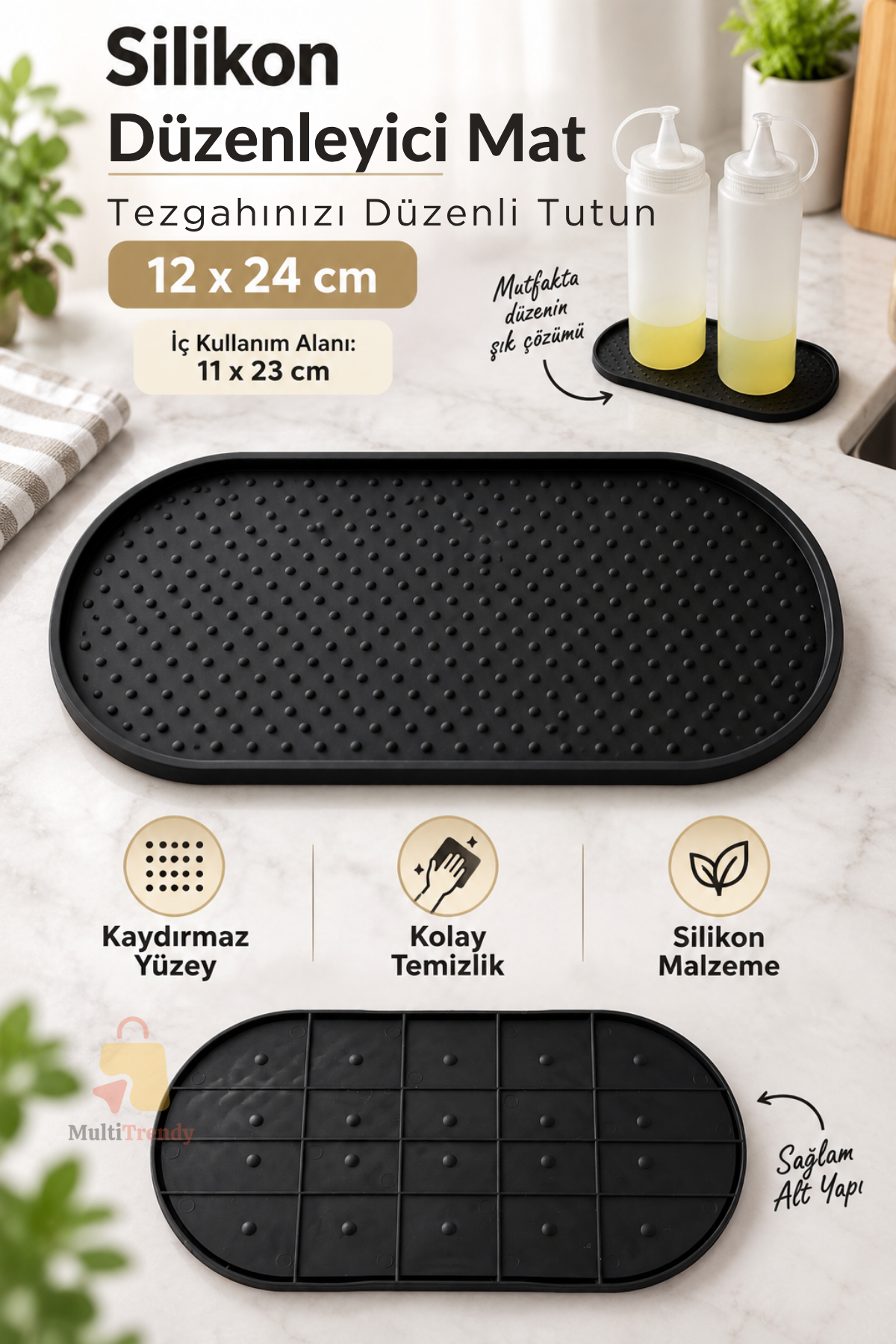 Kedi Köpek Beslenme Matı12x24 cm Su Geçirmez Mama Kabı Altlığı Paspası