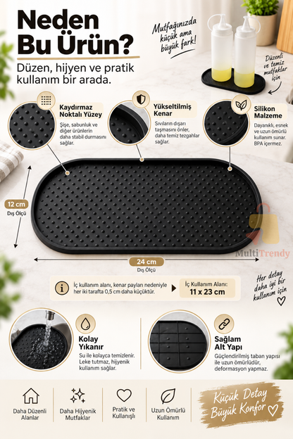 Kedi Köpek Beslenme Matı12x24 cm Su Geçirmez Mama Kabı Altlığı Paspası